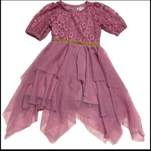 Nanette Lepore girl’s lace and tulle asymmetric dress size 7